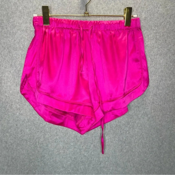 Buddy Love Pink Satin Drawstring Elastic Waist Shorts - Picture 1 of 4